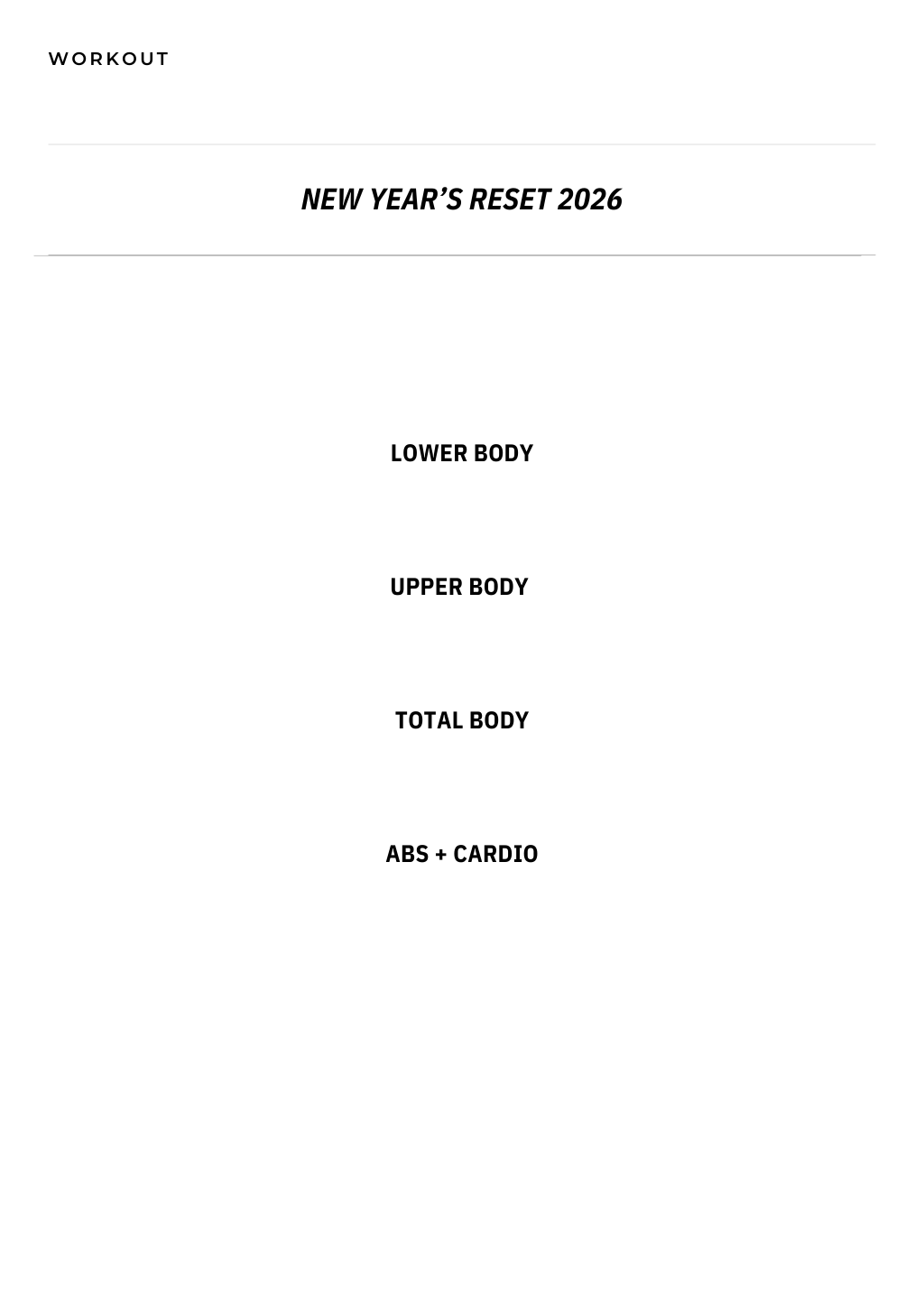 NEW YEAR'S RESET 2026